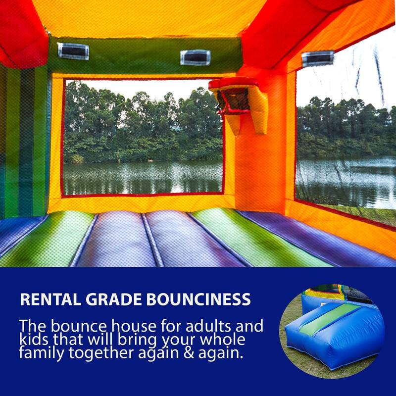 HeroKiddo 13' x 13' Sports Commercial Grade Inflatable Bounce House for Kids & Adults with Air Blower, LightWeight, Outdoor Fun