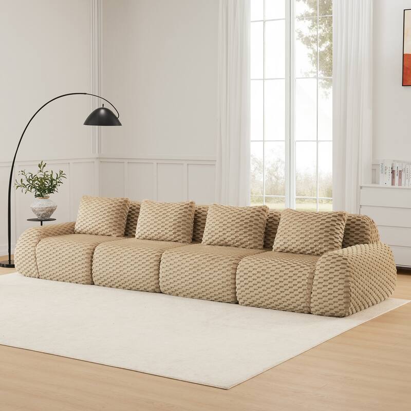 Floor Cloud Sectional Couch, Boneless Sofa for Living Room, Modular Sectional Sofa with Deep Seat, No Assembly Required