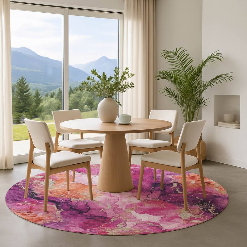 Premium Washable Super Soft Modern Contemporary Mayfield Rug - Garnet - 8' x 8'