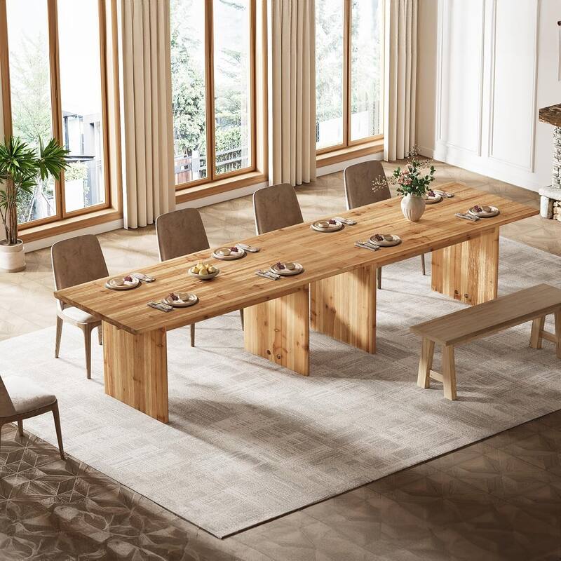 Solid Wood Dining Table for 6, 63" Farmhouse Rectangle Kitchen Dinner Tables - 31.49"W x 62.99"L x 29.92"H