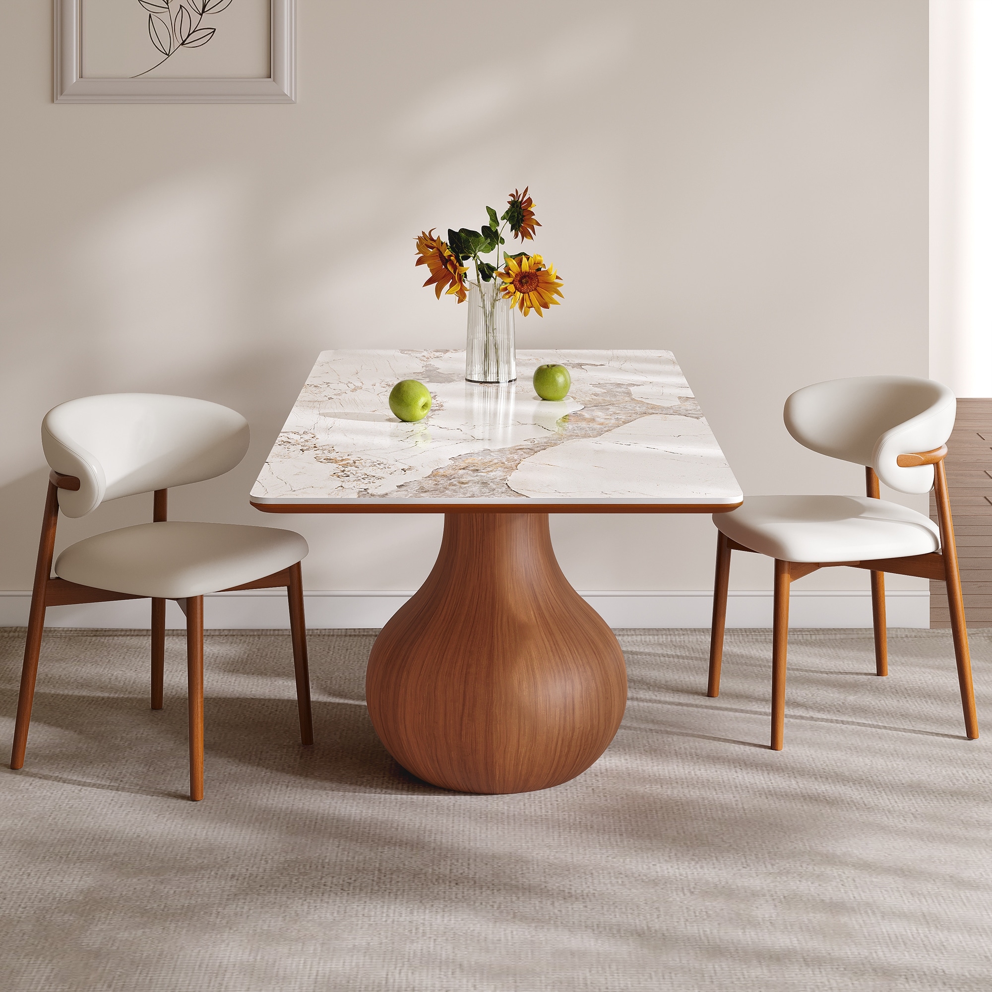 Mid-century Kitchen Table Dining Room Table 63"/71"