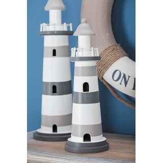 Grey MDF Coastal Sculpture Light House 13 x 4 x 4 - 4 x 4 x 13 - 4 x 4 x 13