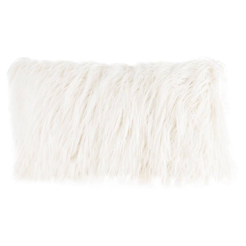 12x20 Inch Plush Lumbar Pillow - Luxury Accent Pillow Insert and Shag Glam Cover Set by Hastings Home