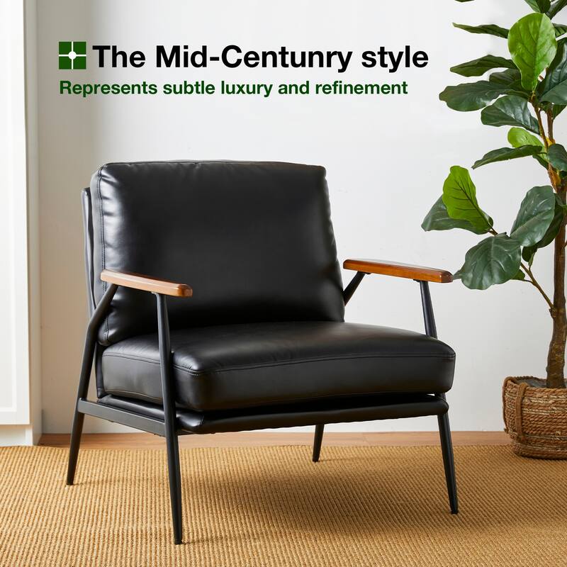 Glitzhome Leatherette Accent Armchair With Metal Frame