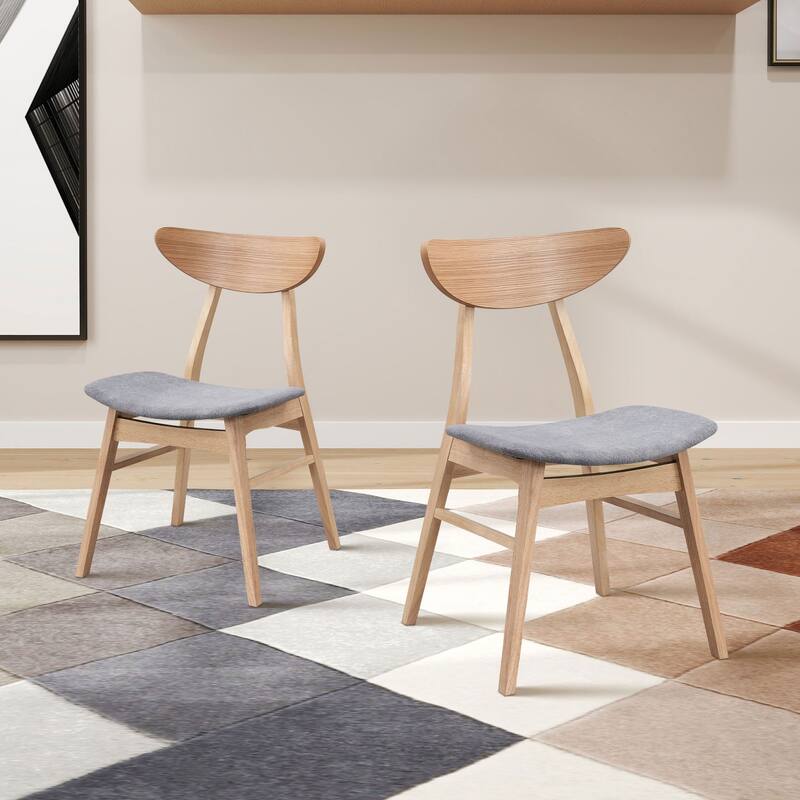 Modern 2-Piece Wooden Dining Chair Set, Wooden Frame with Backrest and Cushioned Seat, Suitable for Dining Room and Living Room -  Oak