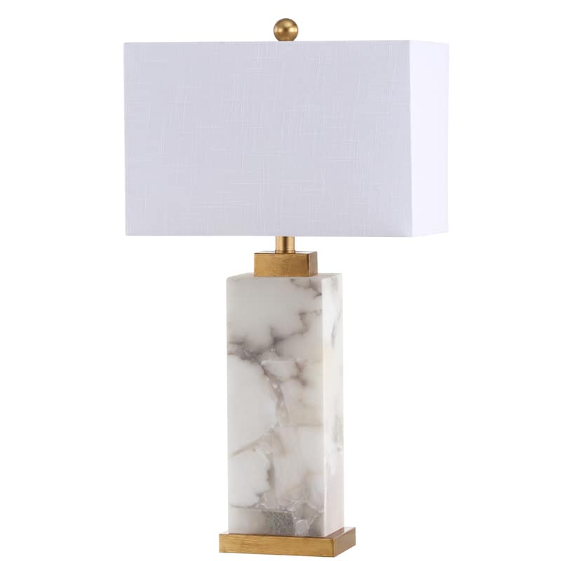 Eloise 27.5" Alabaster LED Table Lamp, White/Gold Leaf by JONATHAN Y