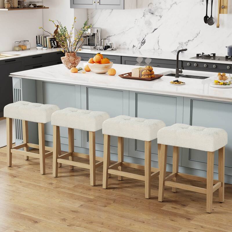 Costway Counter Height Bar Stools Set of 2/4 with Rubber Wood Legs - See Details
