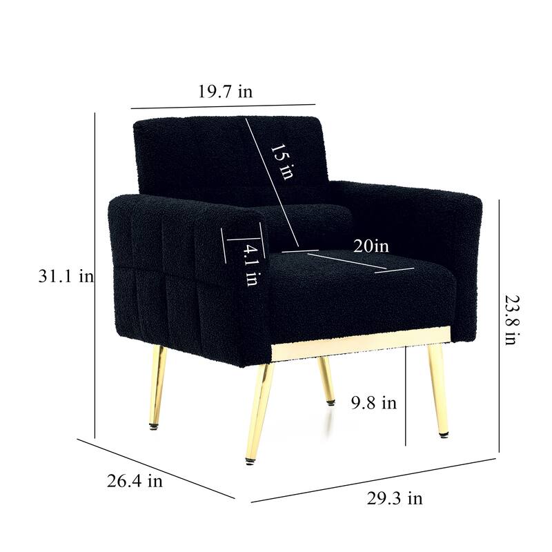 Modern Accent Chair Living Room Armchair Tufted Reading Chair, Black