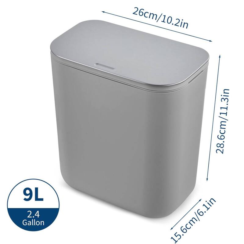 2.38 Gallon Compost Bin Hanging Trash Can with Stainless Steel Lid for Kitchen、Bathroom