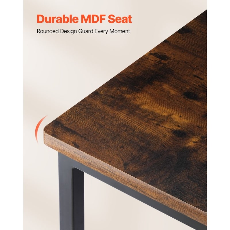 Rustic Brown-Black Metal MDF Dining Chair Set of 2 Ergonomic Sturdy Seat - 18.90 × 14.96 × 34.06 in