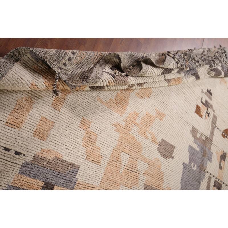 Modern Moroccan Abstract Area Rug Handmade Wool Carpet - 8'10"x 12'7"