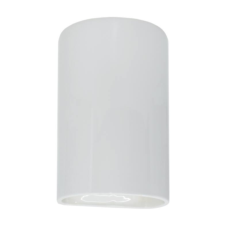 Justice Design Ambiance - Small ADA Cylinder Wall Sconce - Open Top & Bottom - Replaceable Bulb - Gloss White