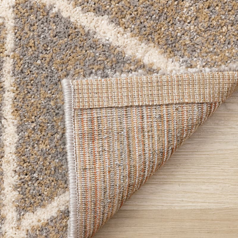 Hampton Grey Beige Cream Simple Trellis Area Rug, 5'3" x 7'7"