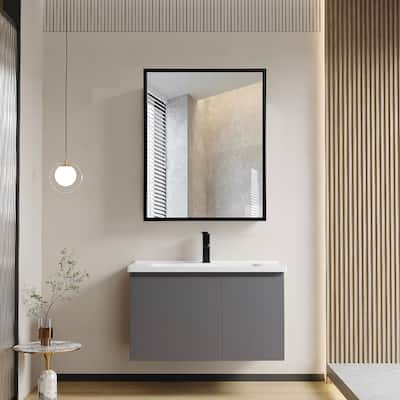 Rectangular Metal Medicine Cabinet with Mirror