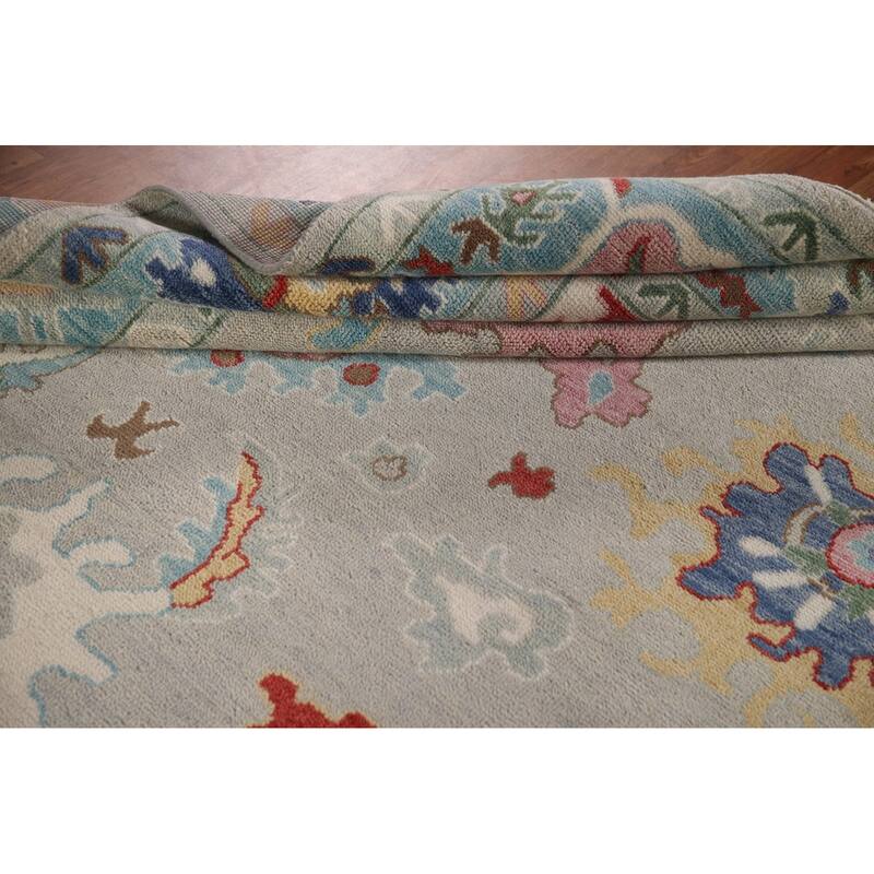 Grey Oushak Oriental Area Rug Handmade Wool Carpet - 9'1"x 11'10"