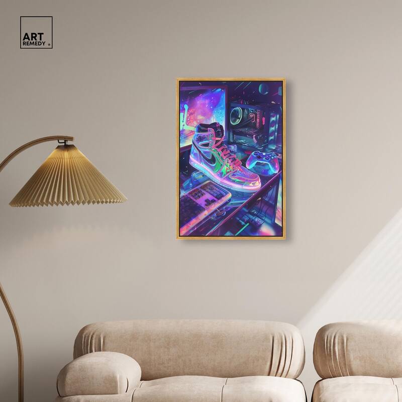 Neon Gaming Set Up Canvas by Art Remedy