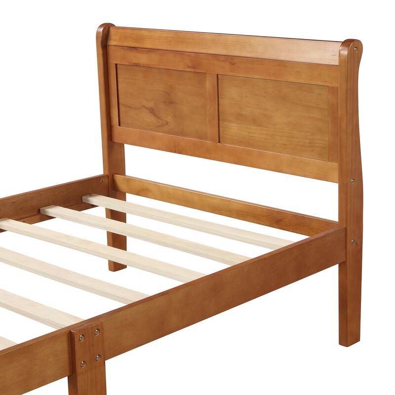 Minimalist Twin Wood Platform Bed with Headboard and Footboard, No Box Spring Needed