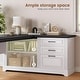 preview thumbnail 139 of 156, Farmhouse Executive L Shaped Desk Home Office Desk with Drawers and Storage Cabinet & Power Outlet