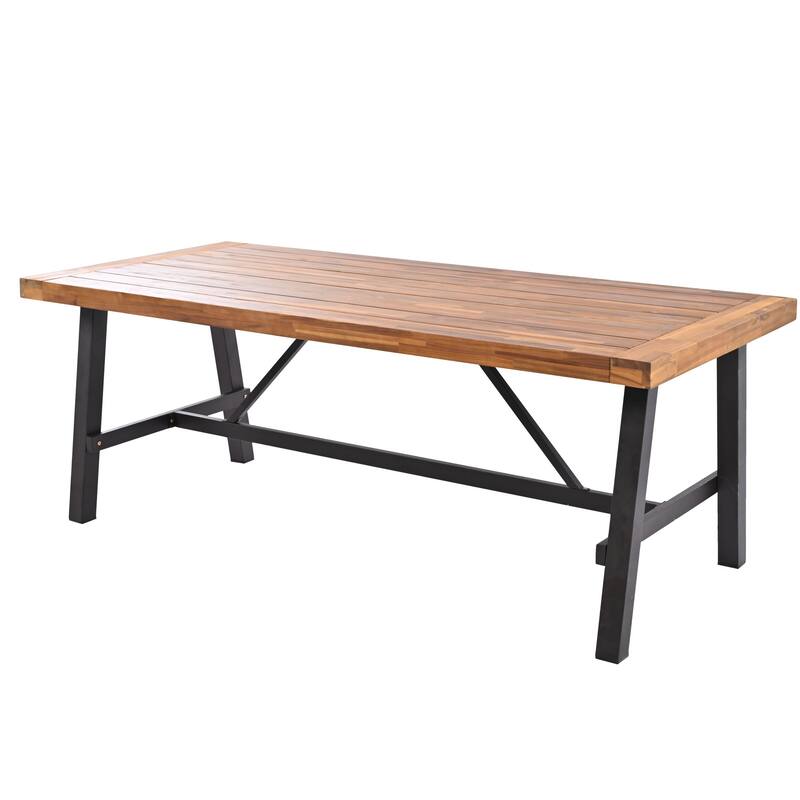 Roomfitters GO Outdoor Wood Dining Set For 7-8 Person, Outdoor Dining Furniture With Removable Cushions