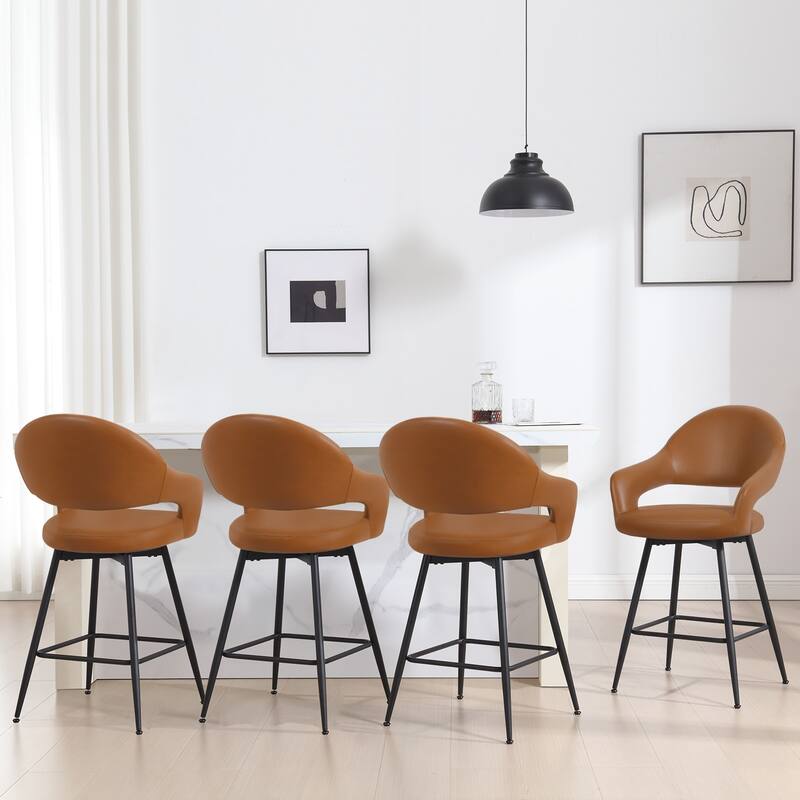 26" Velvet/ Faux Leather Counter Height Swivel Bar Stools Set of 2/4 - 39.2"H x 20.4"W X 22"D