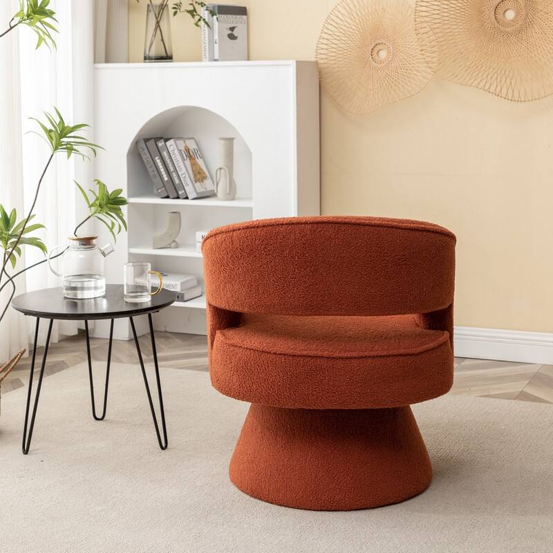 SEYNAR Modern Glam Open Back Velvet Upholstered Round Swivel Accent Arm Barrel Chair for Living Room