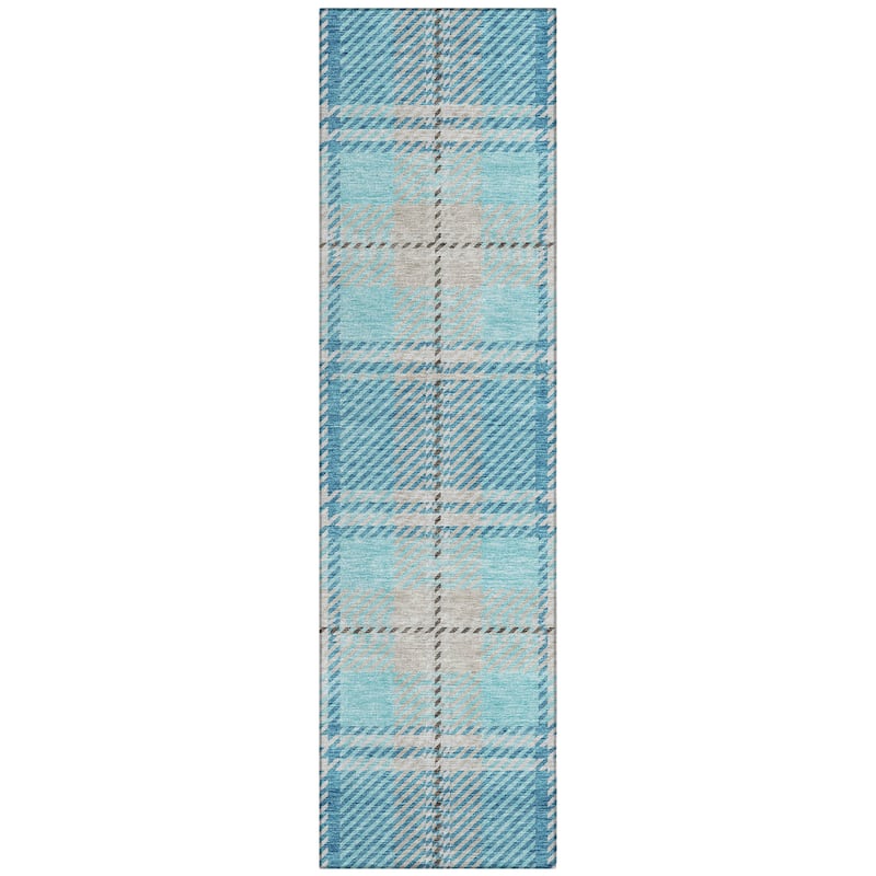 Machine Washable Indoor/ Outdoor Chantille Plaid Cozy Rug