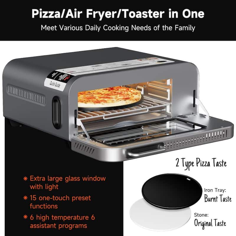 Kitchen Elite 18L Digital Air Fryer Toaster Oven, Convection Pizza Oven, Silver - 30.86