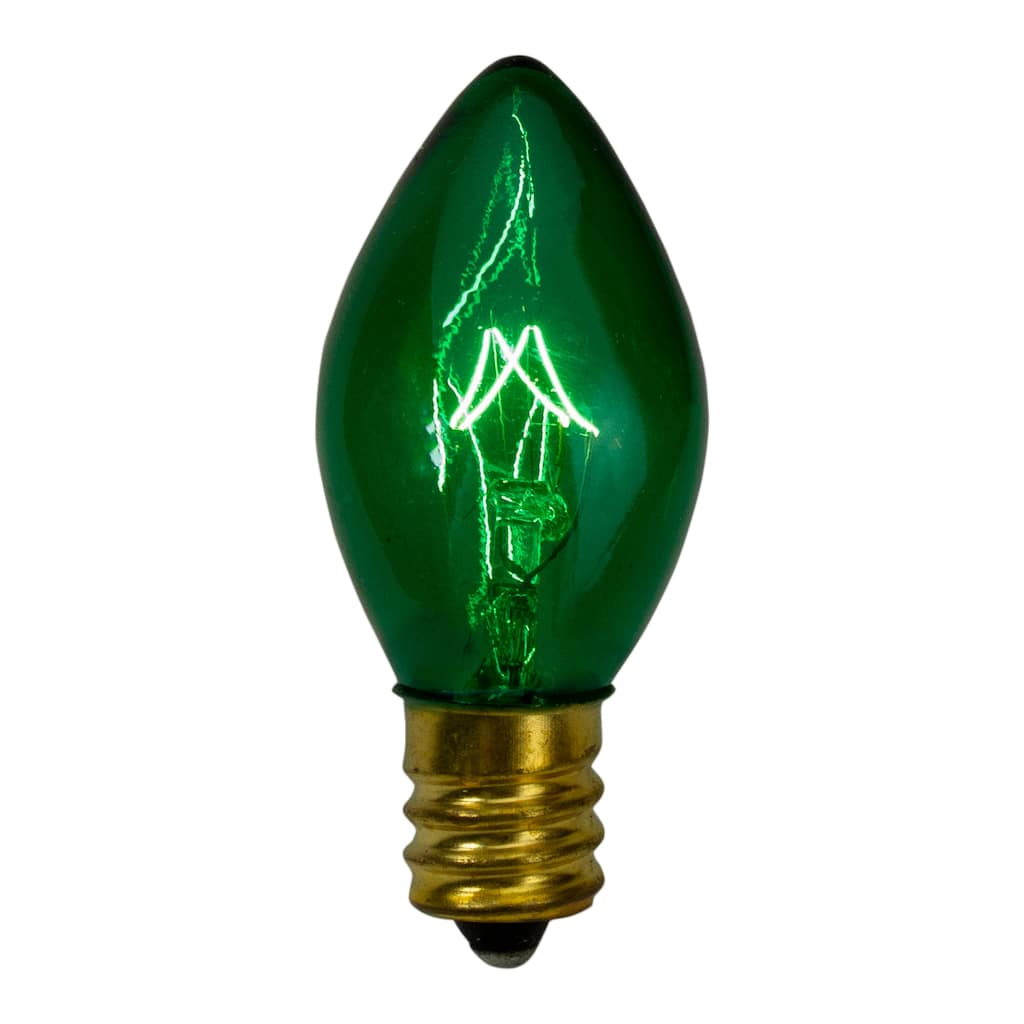 Set of 4 Green C7 Transparent Christmas Replacement Bulbs - 4" - 2"