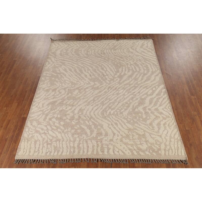 Moroccan Abstract Area Rug Handmade Wool Carpet - 7'11"x 9'7"