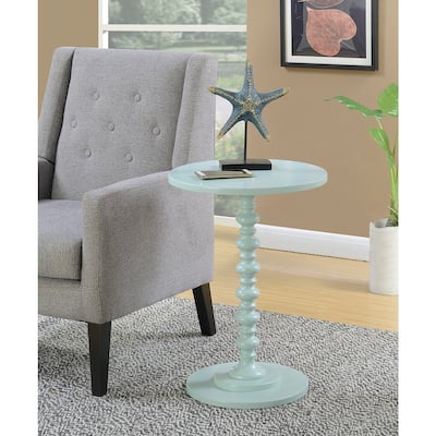 Round Spindle Accent Table - Palm Beach Design, Small Side Table, Easy Assembly, Sea Foam Finish - 24.25