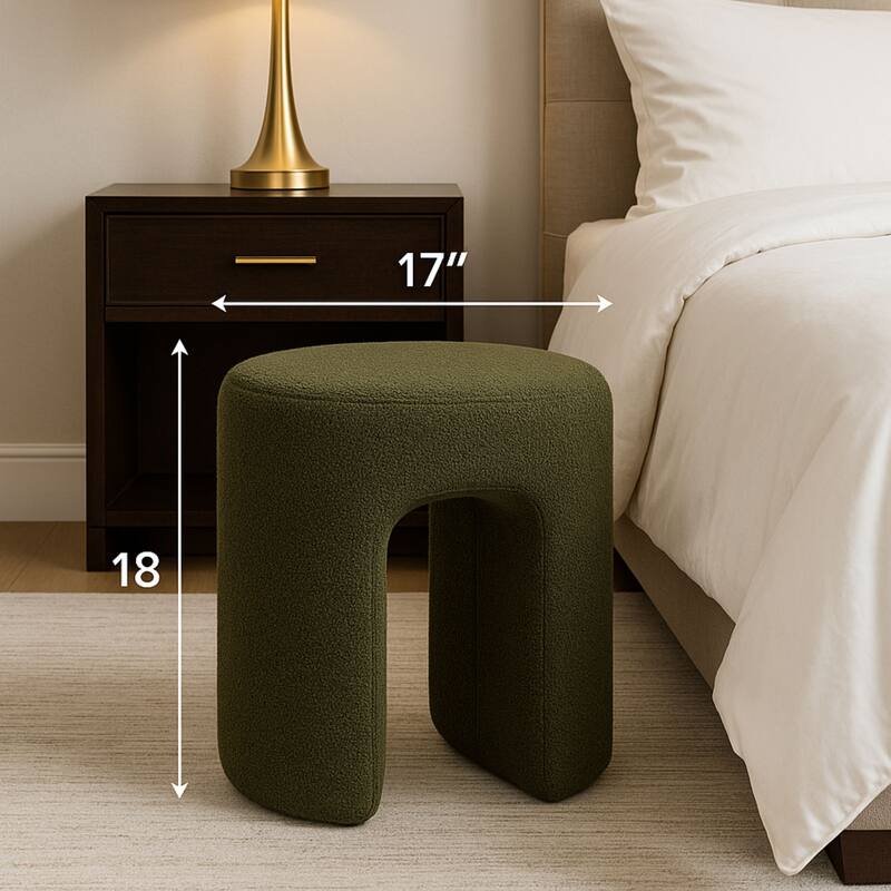 Upholstered Boucle Horseshoe Ottoman Stool Foot Rest Seat Living Room