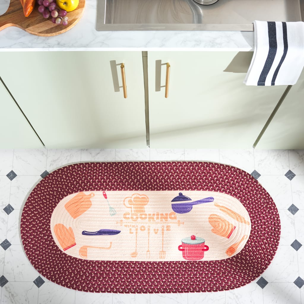 SAFAVIEH Handmade Braided Kitchen Poster Georgica Rug - 1'8" x 4' Oval