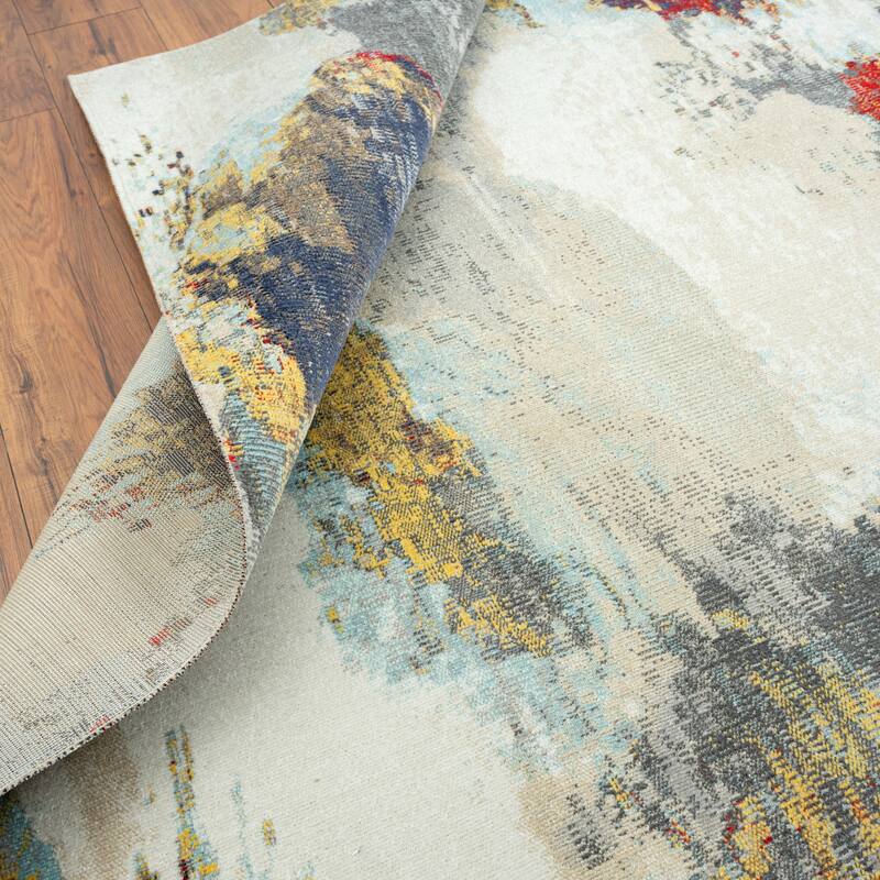 N Natori 24-Seven Outdoor/Indoor Multi/Sky Blue/Yellow Area Rug