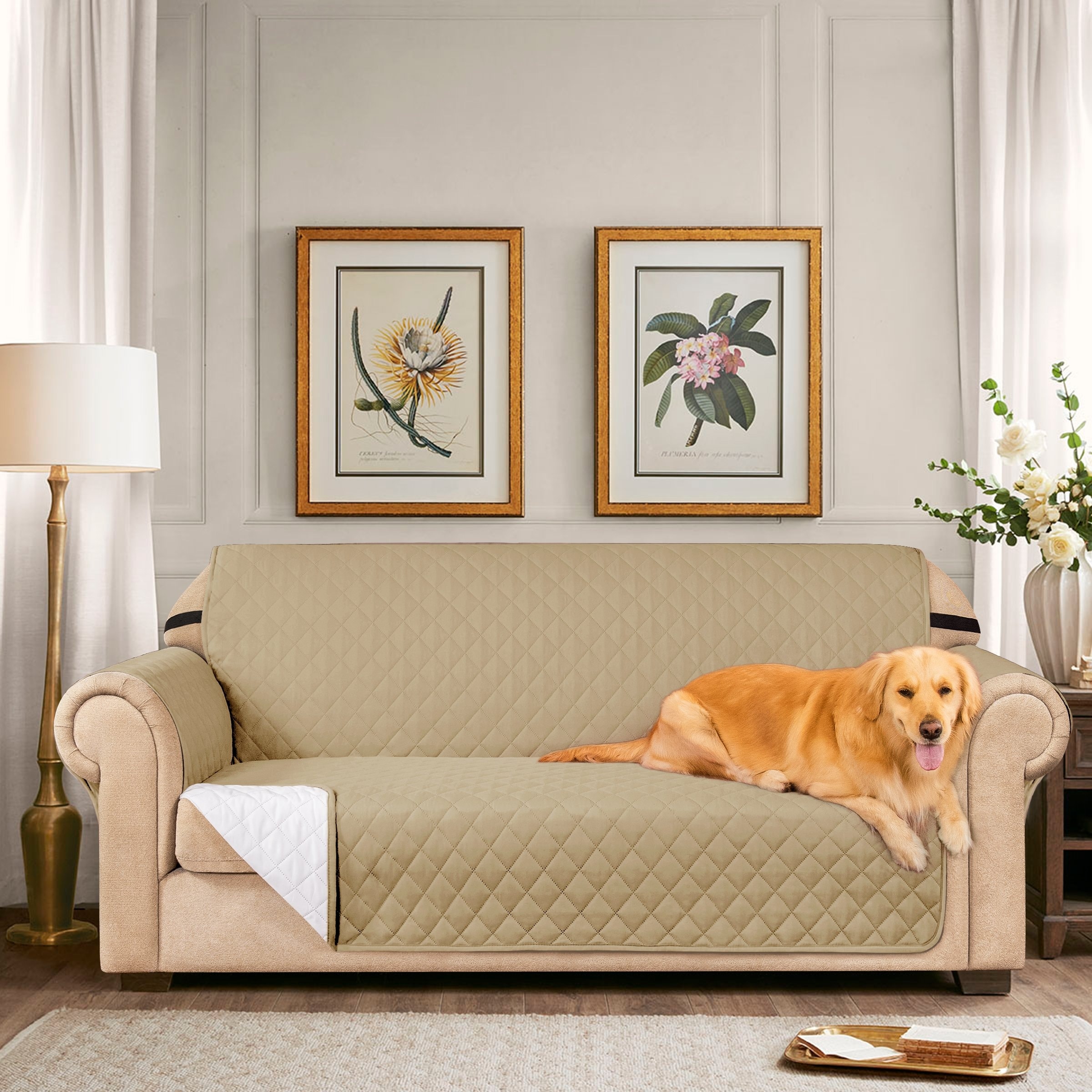 Subrtex Reversible Sofa Couch Cover Quilted Slipcover Furniture