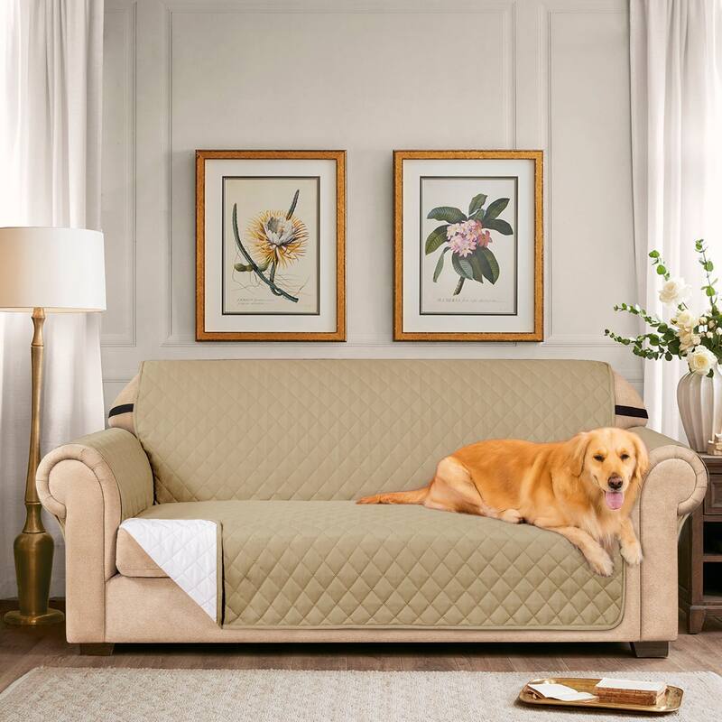 Subrtex Reversible Sofa Couch Cover Quilted Slipcover Furniture Protector - Loveseat - Sand