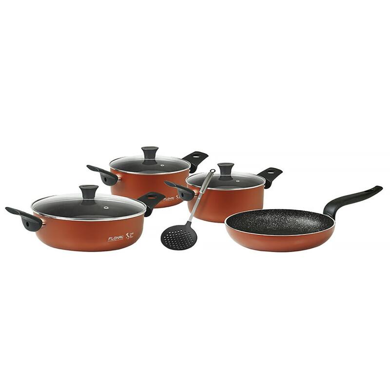 Flonal Pepita Red Bronze 8-Piece Forged Aluminum Non-Stick Cookware Set