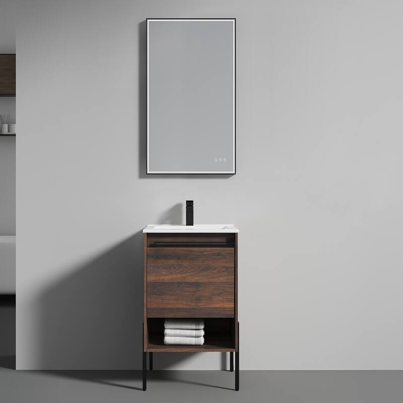 Blossom Turin 20 Inch Freestanding Bathroom Vanity with Ceramic Sink - Cali Walnut
