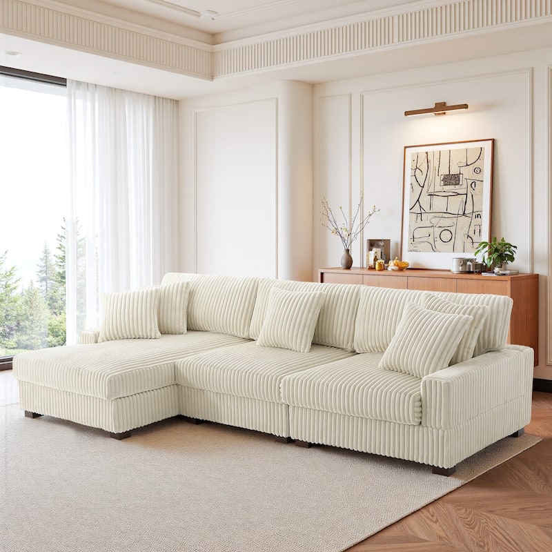 118.4"W Plush Modular Sectional Sofa with Pillows