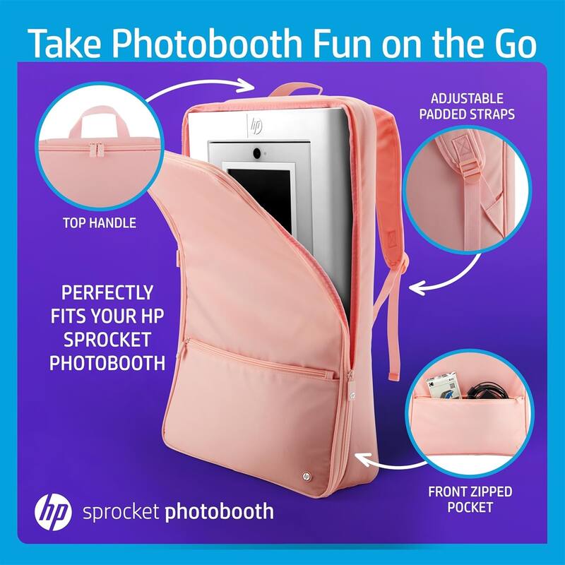 HP Sprocket Photobooth Travel Backpack (Pink), Exclusively for the HP Sprocket Photobooth Printer - Pink