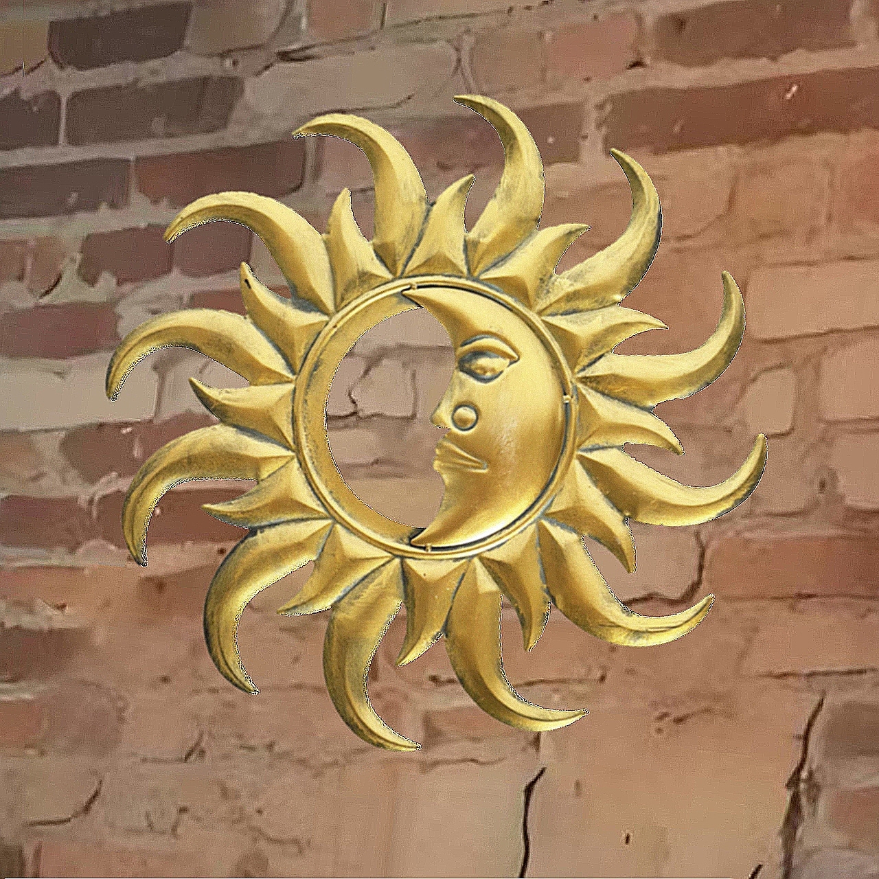 Metal Garden Decor-Golden Half Moon Sunface
