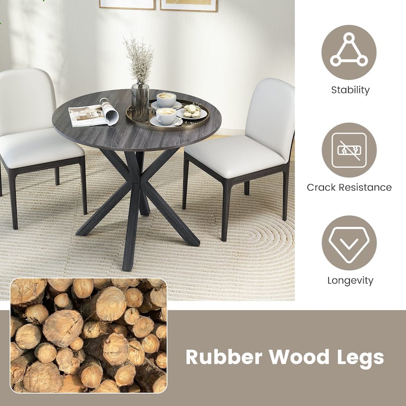 Gymax 36'' Round Farmhouse Dining Table for 4 w/Stable Intersecting