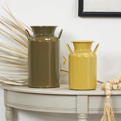Multi Colored Metal Jug Decorative Vase with Handles (Set of 2)