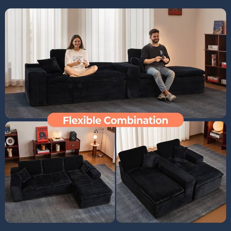 HOOOWOOO Upholstered Fabric Sectional Sofa Couch with Chaise