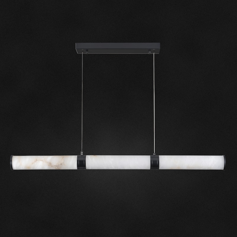 KAYLA L47.2in Alabaster Chandelier,Brass LED Chandeliers - 47.2in