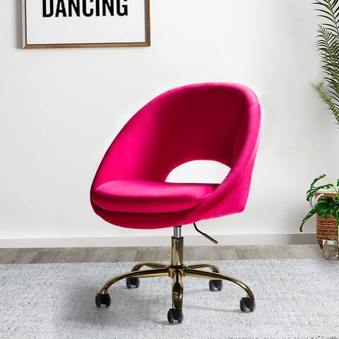 Savas Height Adjustable Swivel Velvet Task Chair with Gold Base by HULALA HOME