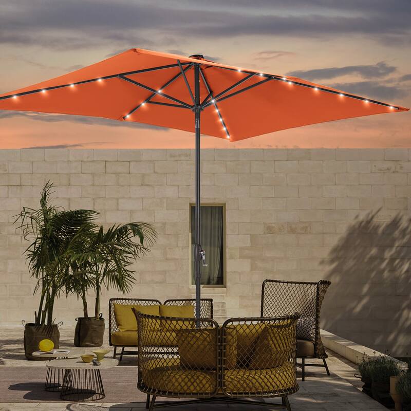 LIVOOSUN 6x9Ft LED Patio Umbrella Weather Resistant Table Umbrella - Orange