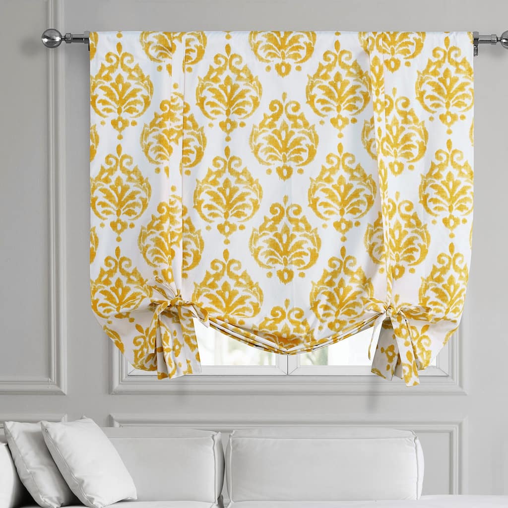 Exclusive Fabrics Sandlewood Gold Printed Cotton Tie-Up Window Shade (1 Panel) - 46 X 63