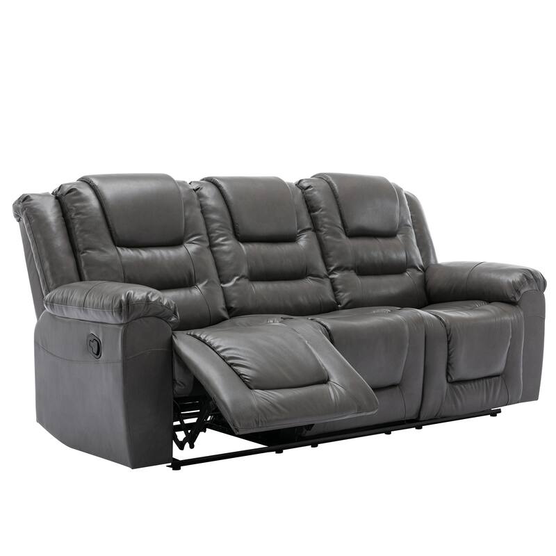 3 Seater Home Theater Recliner Manual Recliner Chair with Two Built-in Cup Holders for Living Room,Bedroom