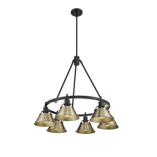 Orwell 6-Light Chandelier in Matte Black with Aged Brass