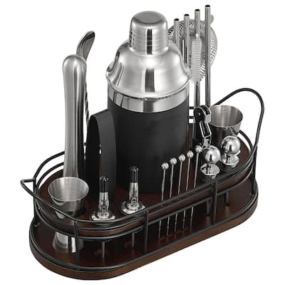 Complete 23-Piece Bartender Kit with Shaker, Strainer & Bar Tools Set - 12.01 x 5.12 x 9.65 in